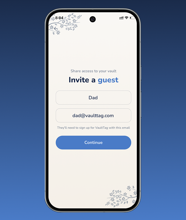 VaultTag family sharing and access management